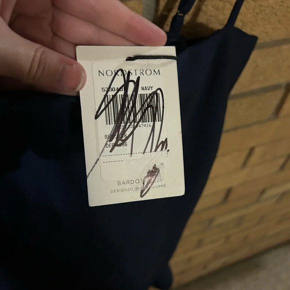 NWT Bardot Carmelle Midi Dress Navy Front Slit Ruffle Cocktail Size US 4/XS - Picture 6 of 6